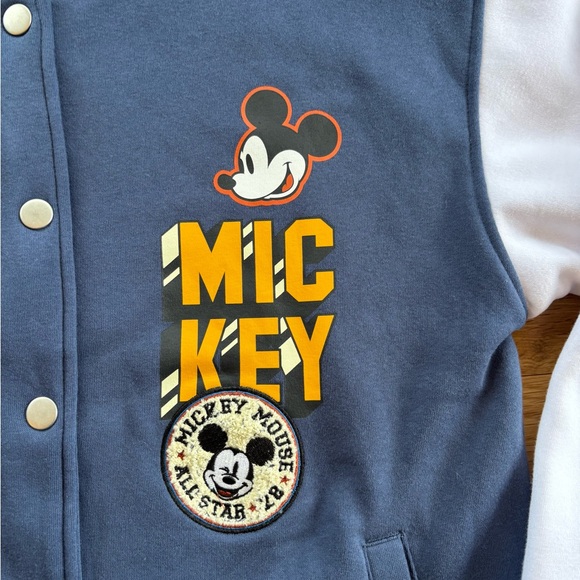 Disney Mickey Mouse Varsity Bomber Jacket Graphic Print Women’s Medium NWOT - Picture 2 of 7